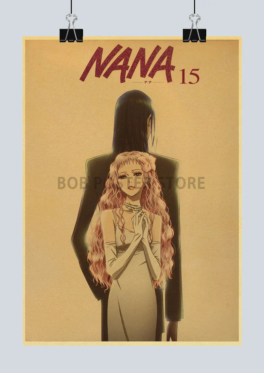 Retro kraft red & black nana anime posters bedroom wall decor
