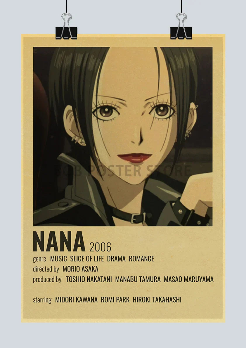Nana anime retro poster yellow & blue bedroom nostalgic wall decor