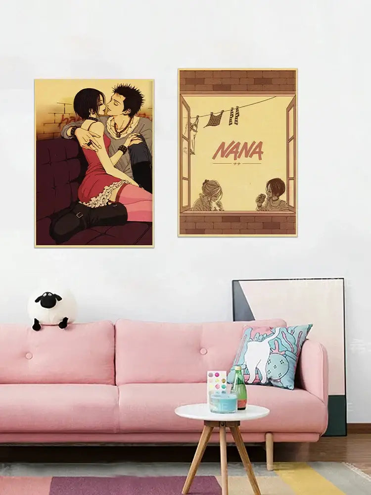 Retro nana anime poster set bedroom wall decor