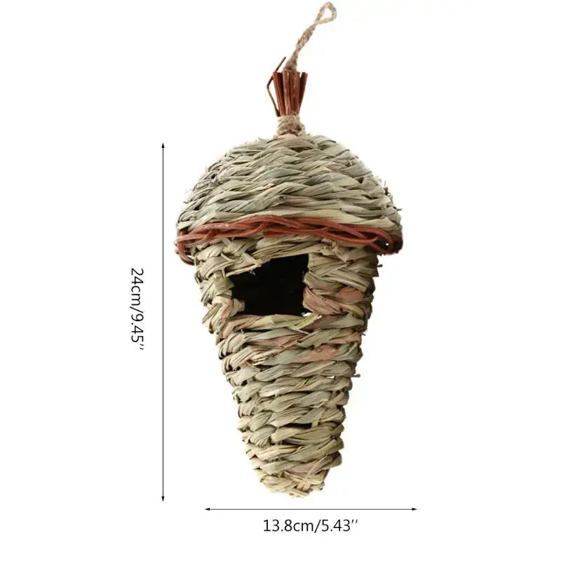 Rustic handwoven natural grass bird cage outdoor garden decor