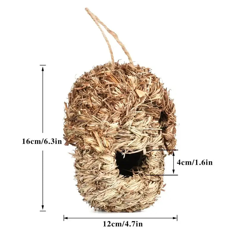 Rustic handwoven natural grass bird cage outdoor garden decor