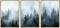 Misty blue & gray forest landscape canvas print set bedroom wall art