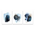 Abstract navy blue geometric wall art set – living room decor