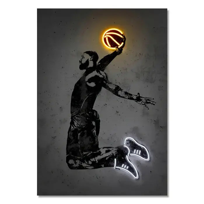 Modern ronaldo soccer stars neon wall art bedroom decor