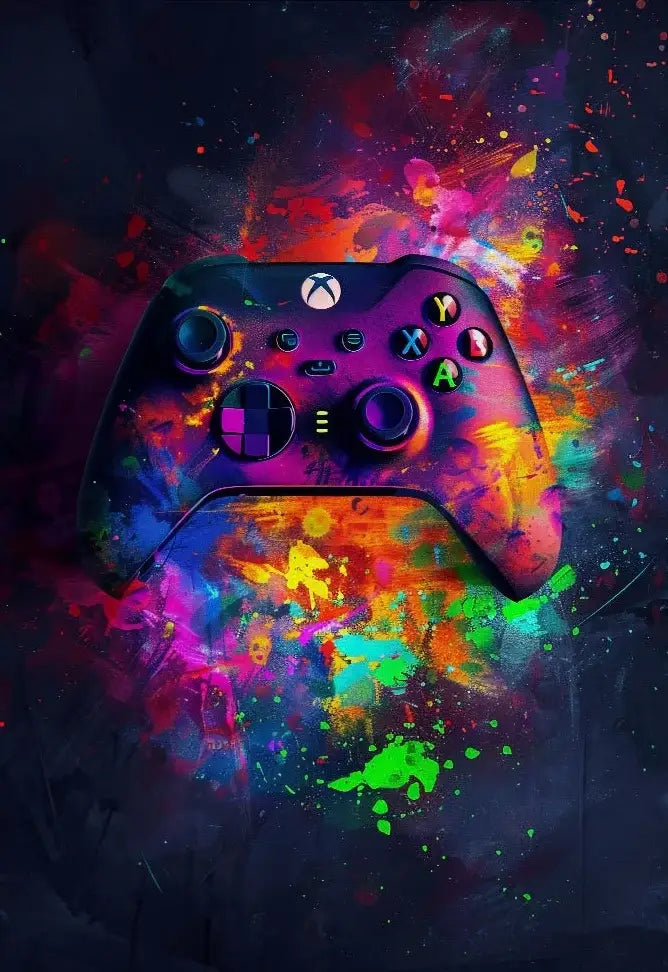 Vibrant neon video game posters set for gamer bedroom canvas art