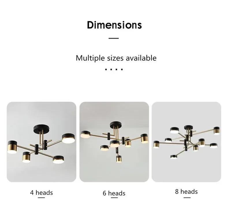 Modern black & gold geometric pendant light living room chandelier