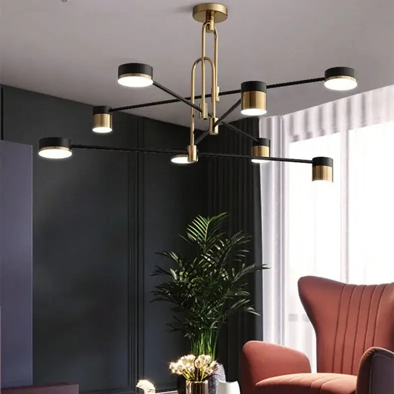 Modern black & gold geometric pendant light living room chandelier