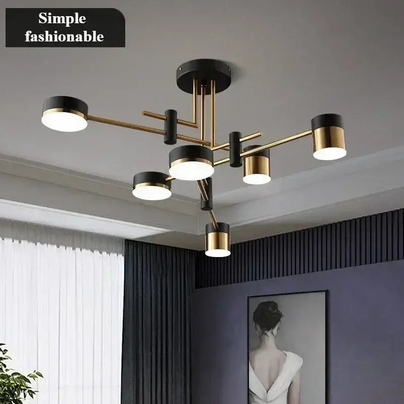 Modern black & gold geometric pendant light living room chandelier