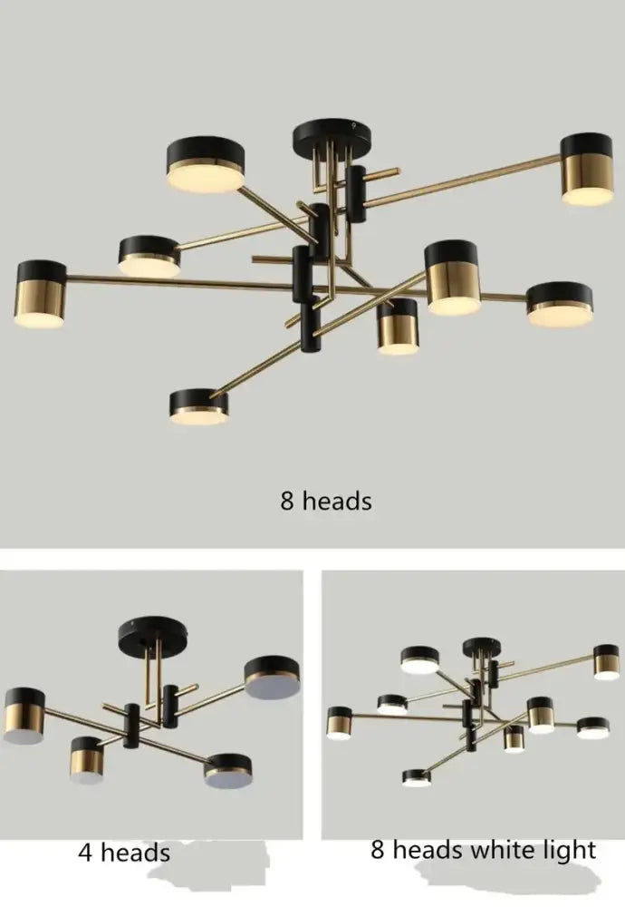 Modern black & gold geometric pendant light living room chandelier