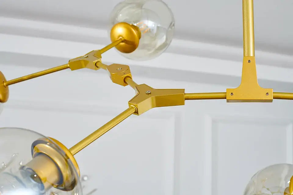 Amber glass globe nordic chandelier dining room hanging light