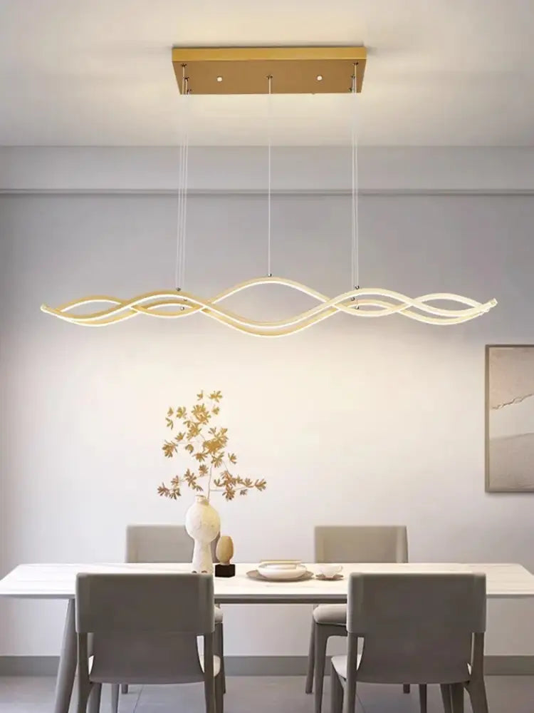 Modern curved led pendant light dining room decor