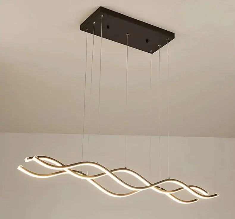 Modern black & white wavy led pendant lights for dining room