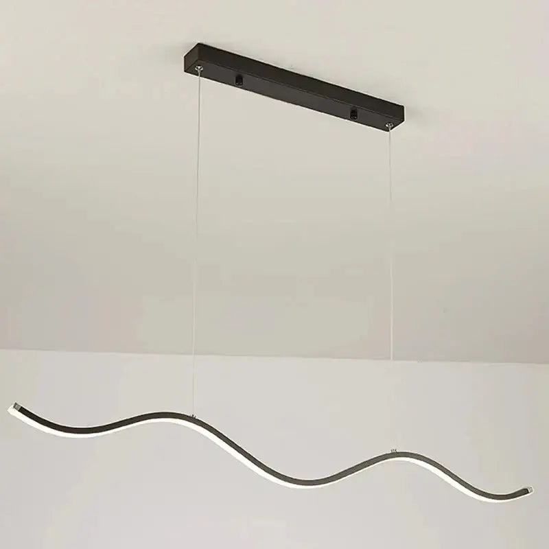 Modern black & white wavy led pendant lights for dining room