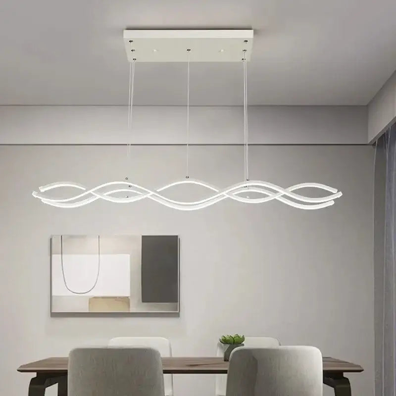 Modern black & white wavy led pendant lights for dining room