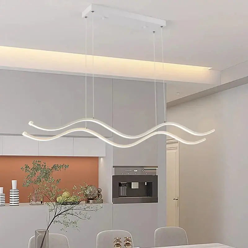 Modern black & white wavy led pendant lights for dining room