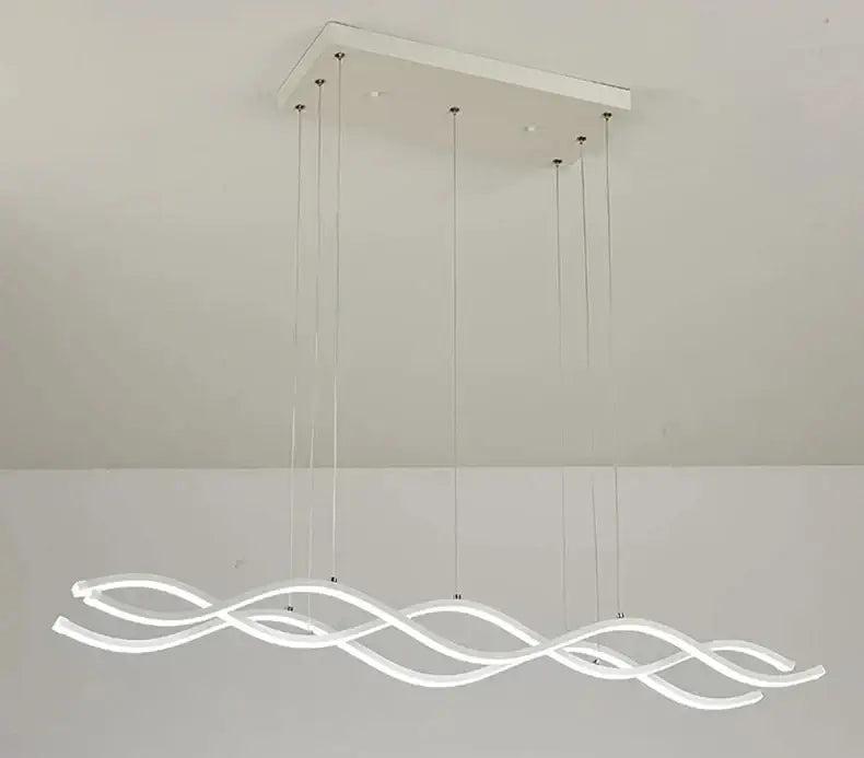 Modern wave led pendant lights for dining room metallic finish