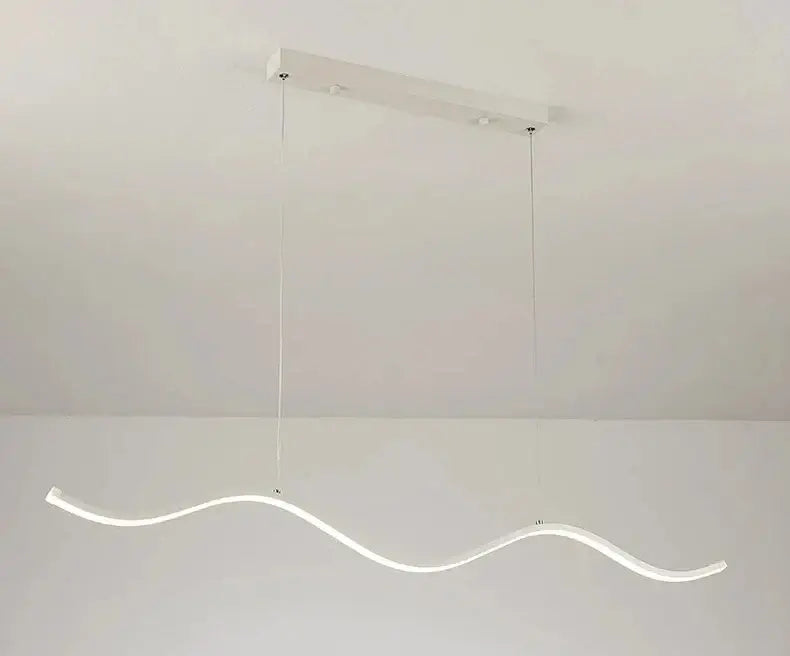 Modern wave led pendant lights for dining room metallic finish