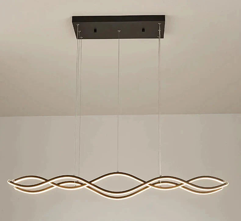Modern gold led wave chandelier dining room nordic lighting