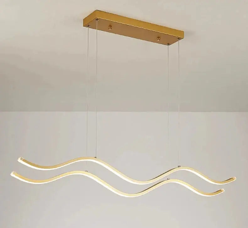 Modern gold led wave chandelier dining room nordic lighting