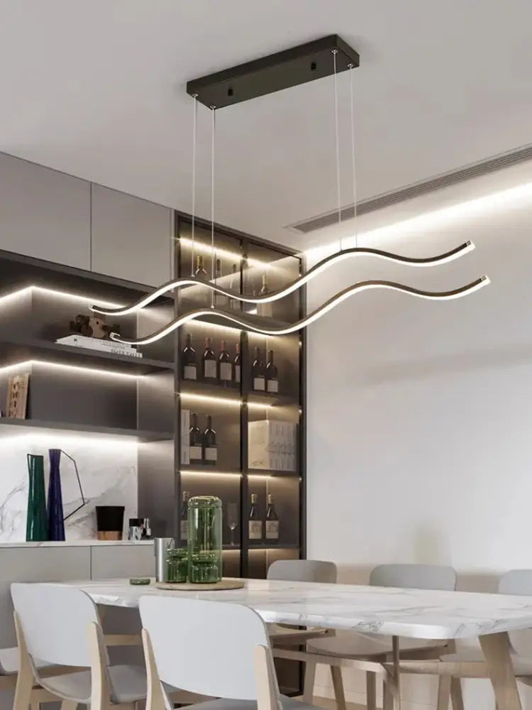 Modern gold led wave chandelier dining room nordic lighting