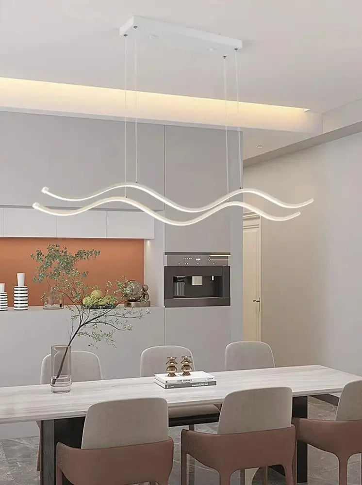 Modern gold led wave chandelier dining room nordic lighting