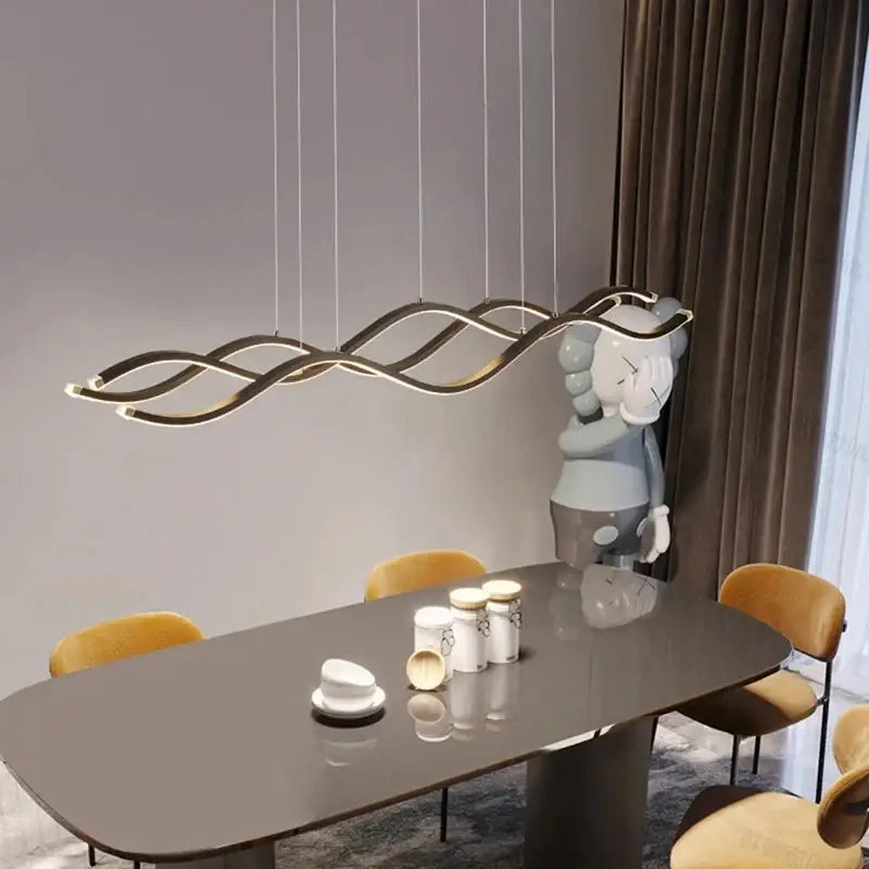 Modern gold led wave chandelier dining room nordic lighting