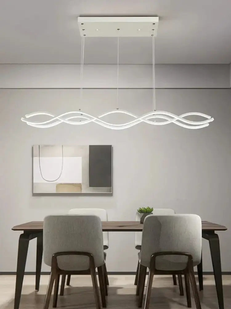 Modern gold led wave chandelier dining room nordic lighting