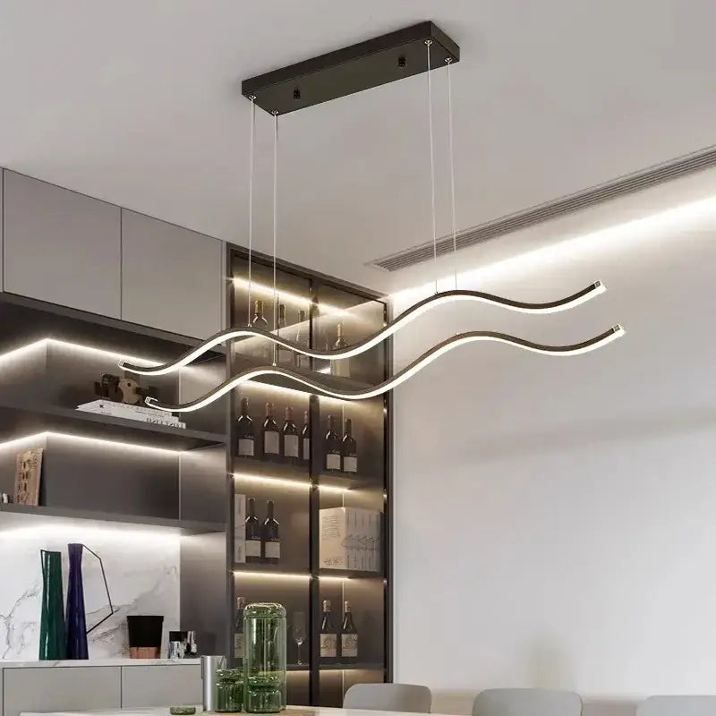 Modern gold led wave chandelier dining room nordic lighting