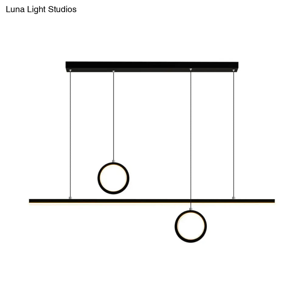 DecorBites™ Nordic Dual Ring LED Acrylic Island Pendant Light in Black for Dining Room