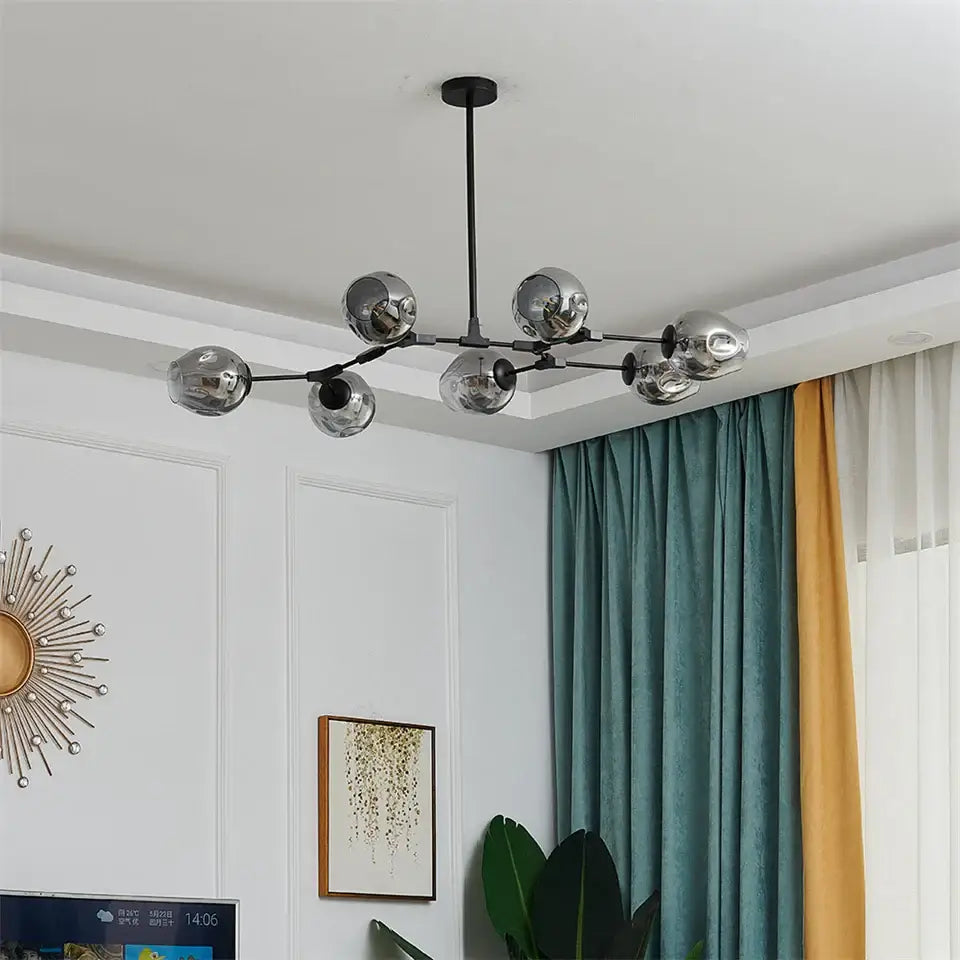 Nordic glass ball led chandelier black & gold dining room