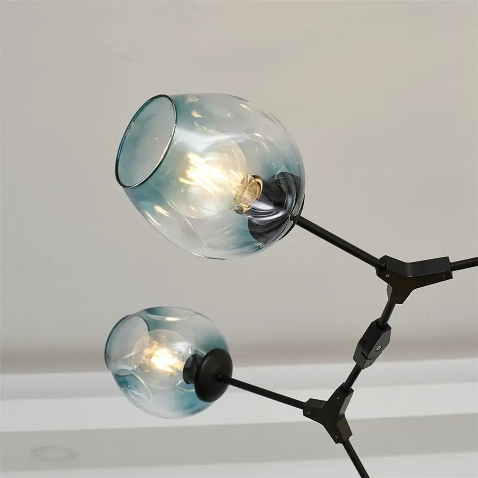 Nordic glass ball led chandelier black & gold dining room