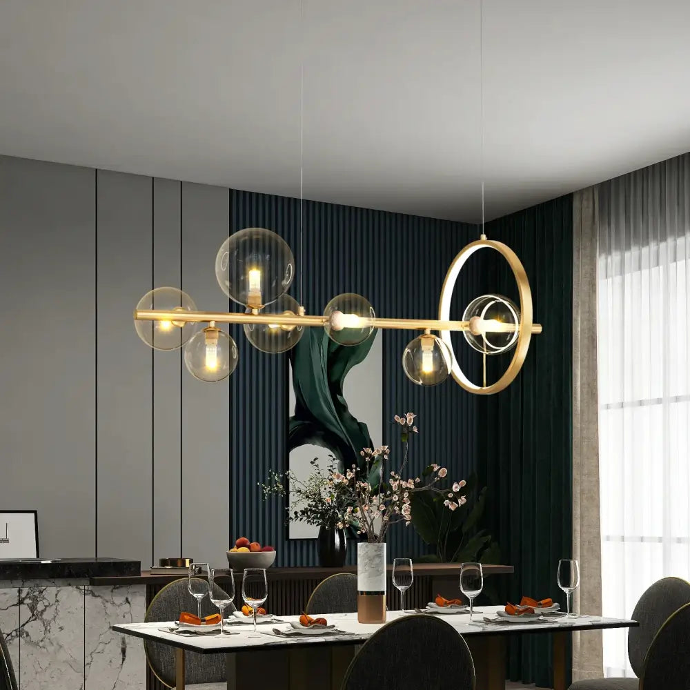 Modern black nordic glass bubble led chandelier dining room light