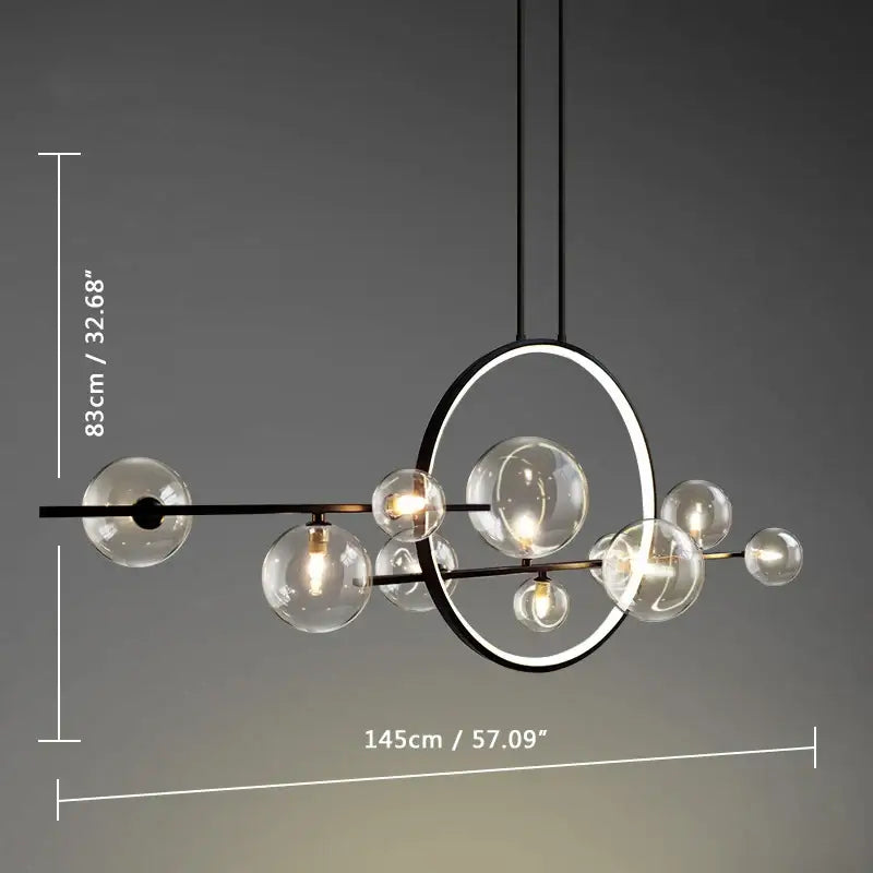 Modern black nordic glass bubble led chandelier dining room light