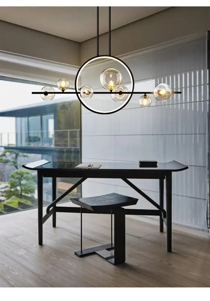 Modern black nordic glass bubble led chandelier dining room light
