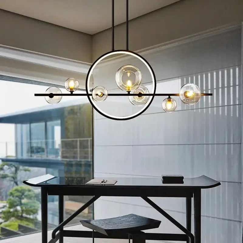 Modern black nordic glass bubble led chandelier dining room light