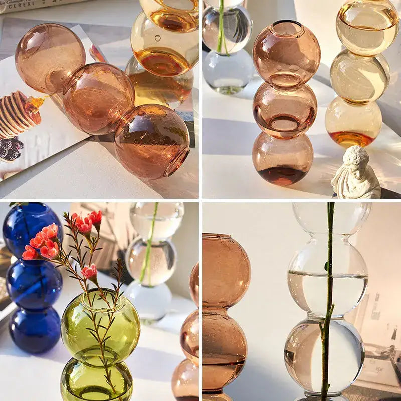 Stacked multi colored nordic glass vase living room decor