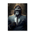 Modern black & gray gorilla wall art canvas living room decor