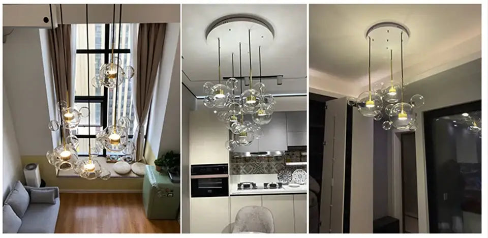 Modern 7 globe glass led chandelier living room light