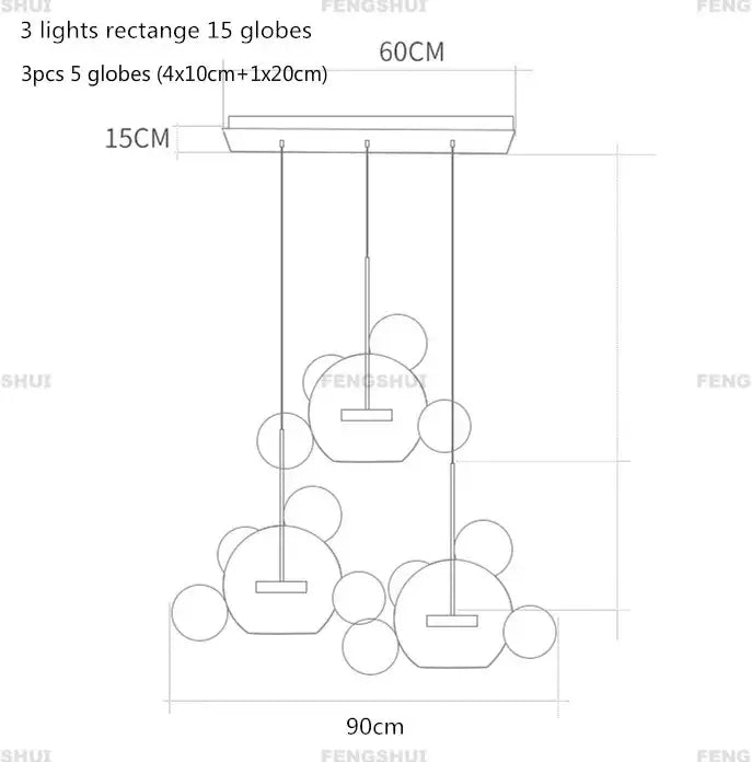 Modern 7 globe glass led chandelier living room light