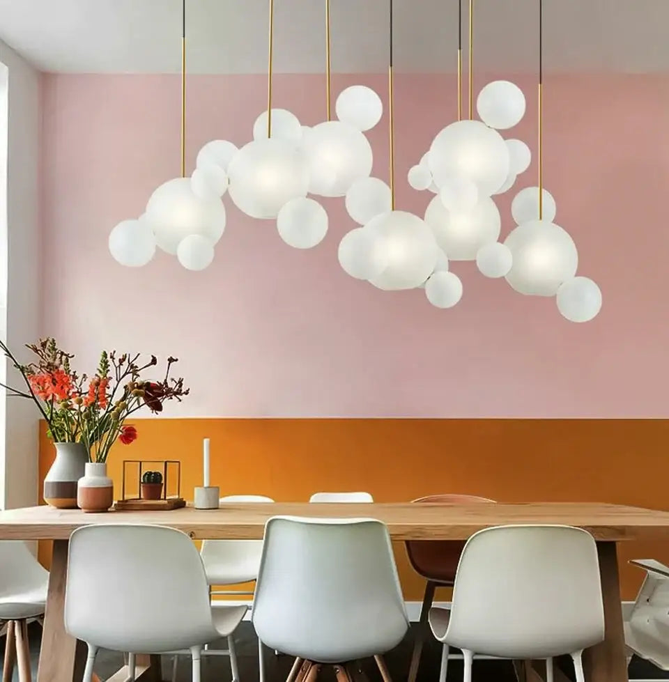 Modern 7 globe glass led chandelier living room light