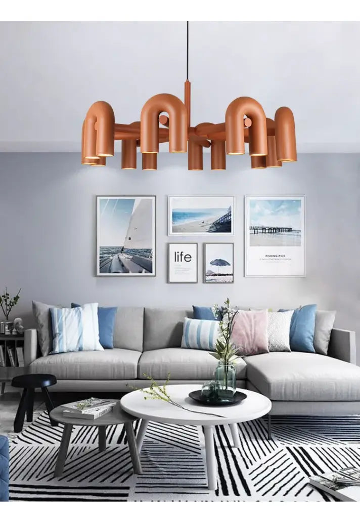 Modern blue led ceiling chandelier for living room