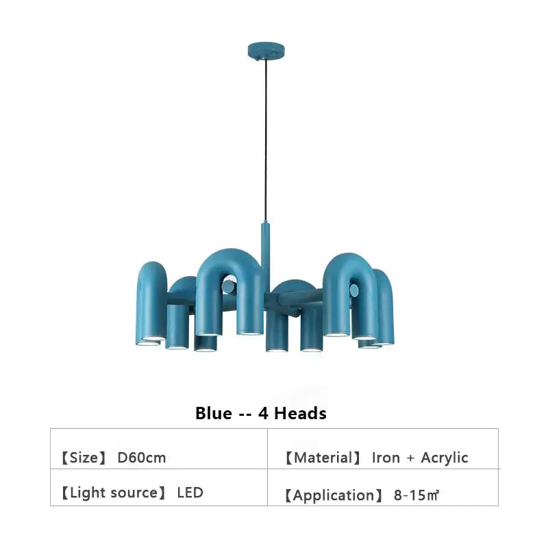 Gray modern nordic u shape led ceiling light – living room chandelier