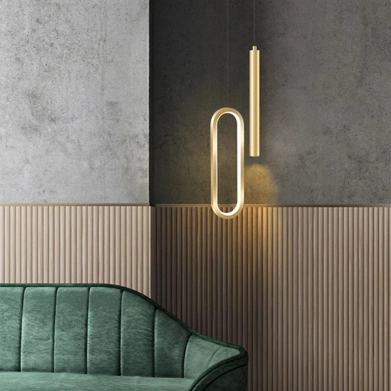 Modern black & gold led pendant light for dining room