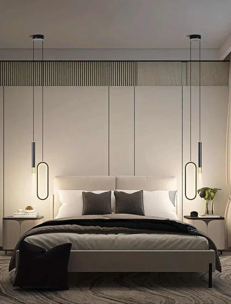 Modern black & gold led pendant light for dining room