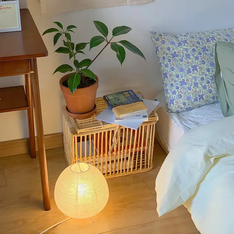 Wabi sabi white paper led table lamp bedroom lantern light