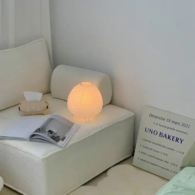Wabi sabi white paper led table lamp bedroom lantern light