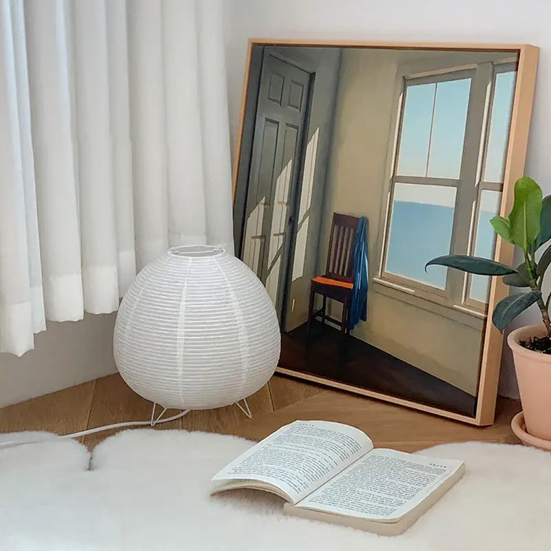 Wabi sabi white paper led table lamp bedroom lantern light
