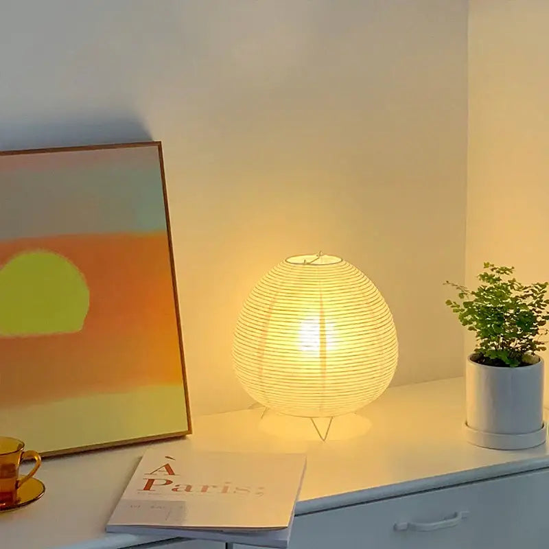 Wabi sabi white paper led table lamp bedroom lantern light