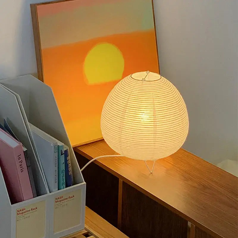 Wabi sabi white paper led table lamp bedroom lantern light