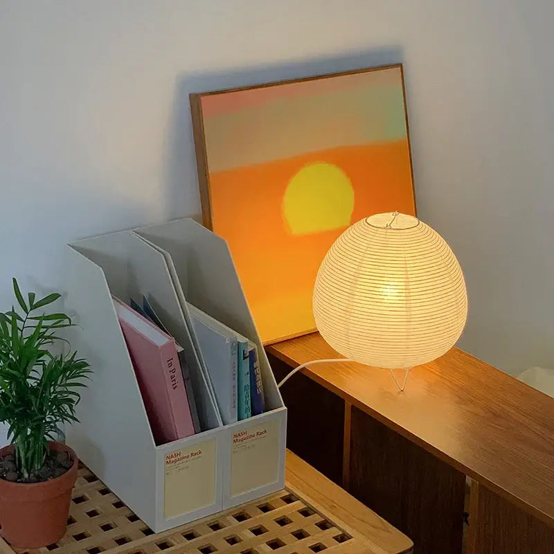 Wabi sabi white paper led table lamp bedroom lantern light